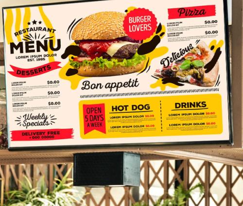 Fast Food Restaurant Menu Board Signs